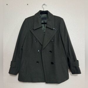 Women's Double-Breasted Dark Green Coat by Banana Republic